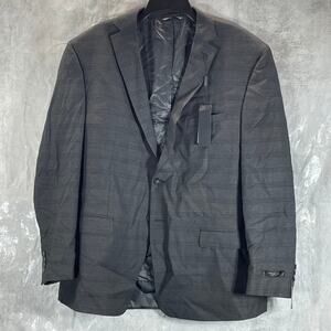MARC NEW YORK Men's Light Grey Plaid Modern-fit Two-Button Suit jacket SZ 48R